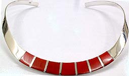 Sterling Choker with Coral Inlay