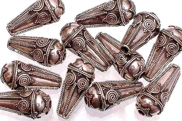Sterling Cone Beads with Hemisphere Ends