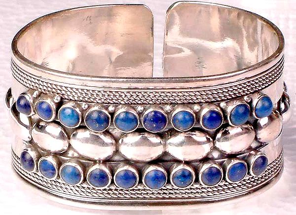 Sterling Cuff Bracelet with Lapis Lazuli