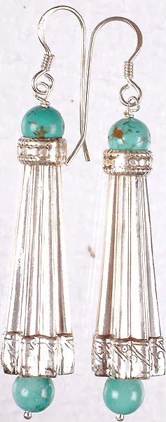 Sterling Designer Ear Rings with Turquoise