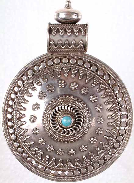 Sterling Filigree Circle with Turquoise Core