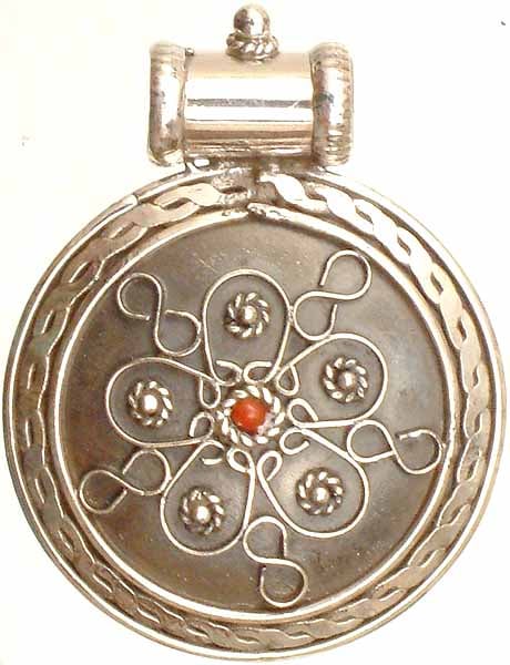 Sterling Filigree Pendant with Coral