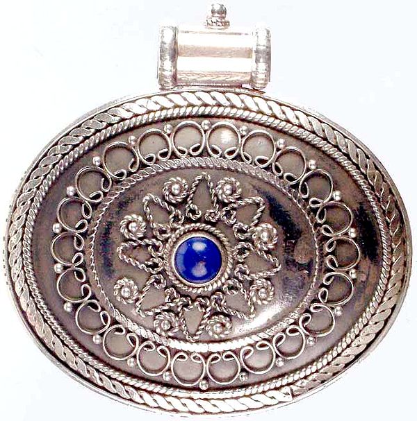 Sterling Filigree Pendant with Lapis Lazuli