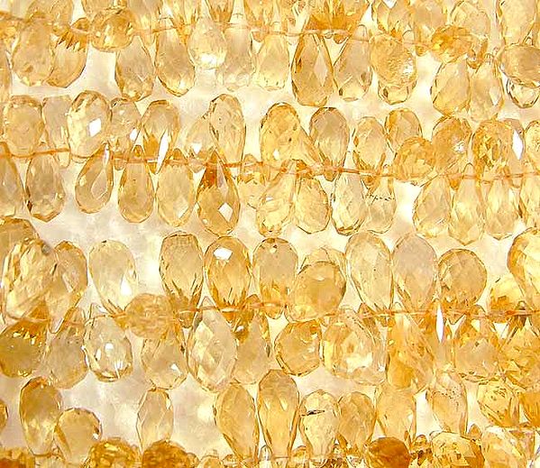 Superfine Faceted Citrine Drop Beads