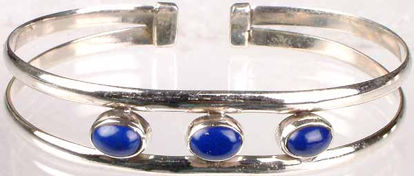 Three Stone Lapis Lazuli Bracelet
