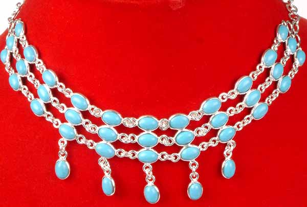 Three Strand Necklace of Robin's Egg Turquoise