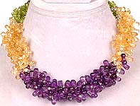 Tri-Color Drop Bead Necklace