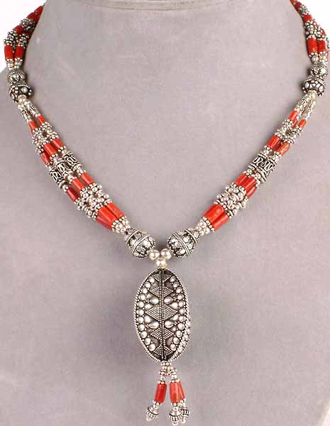 Triple Strand Coral Necklace
