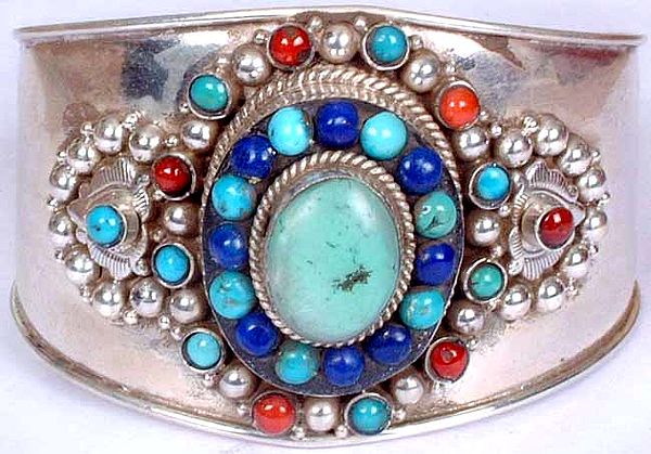Turquoise Bracelet with Lapis and Coral