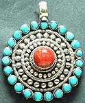 Turquoise Coral Flower Pendant