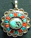 Turquoise Coral Flower Pendant