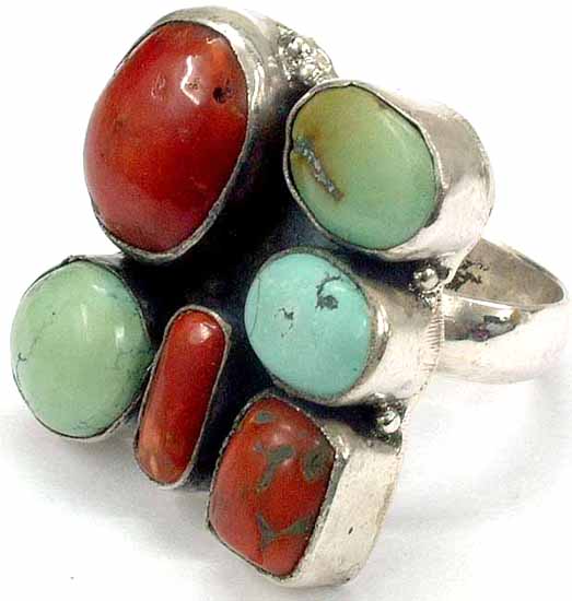 Turquoise Coral Ring