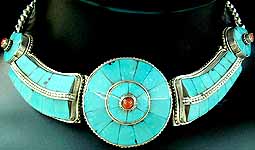 Turquoise Coral Silver Choker