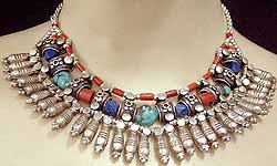 Turquoise Coral Silver Necklace