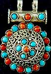 Turquoise Coral Silver Pendant