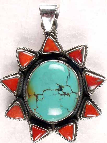 Turquoise Coral Star Pendant