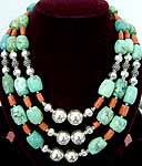Turquoise Coral Tubular Necklace