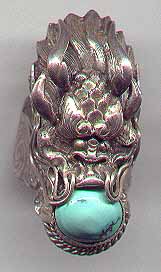 Turquoise MahaKaal Silver Ring