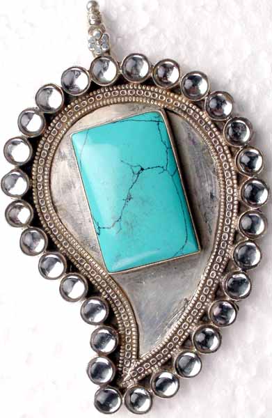 Turquoise Pendant with Cut Glass