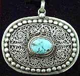 Turquoise Pendant with Filigree