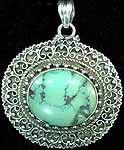 Turquoise Pendant with Filigree
