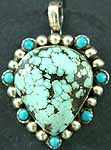 Turquoise Pendant with Spider Web Matrix