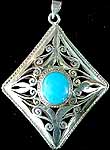 Turquoise Rhomboid Pendant with Jaali