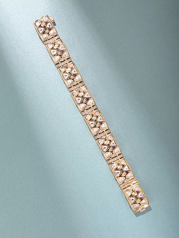 Kundan Stone Bracelet with Geometric Triangle Design