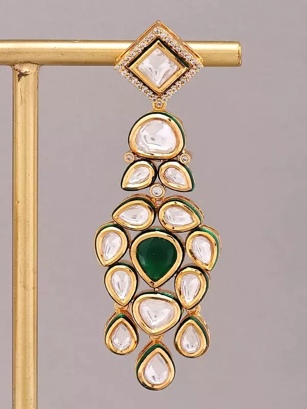 Teardrop Stone Kundan Bridal Drop Earrings