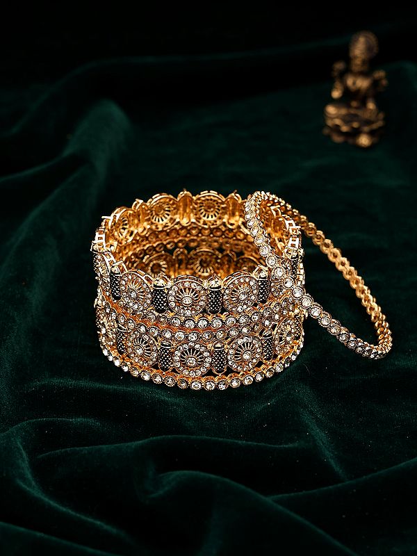 Stone Studded Traditional Bridal Kada Bangles (Set of 6)