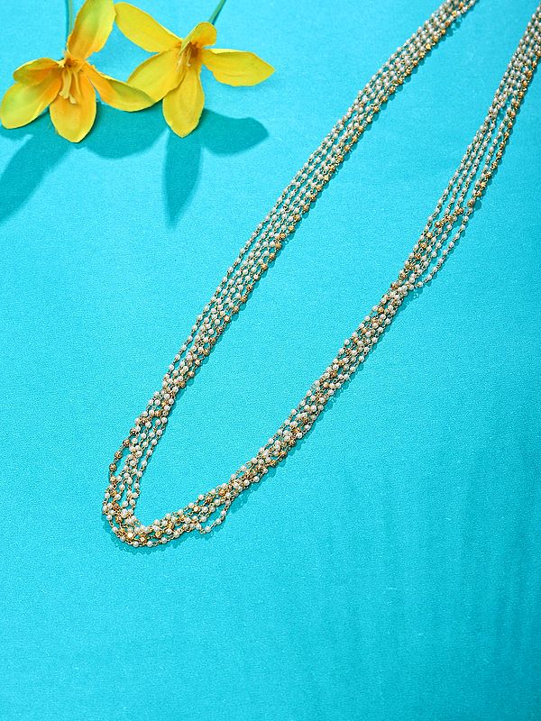Elegant Layered Pearl Necklace with Gold-Tone Accents