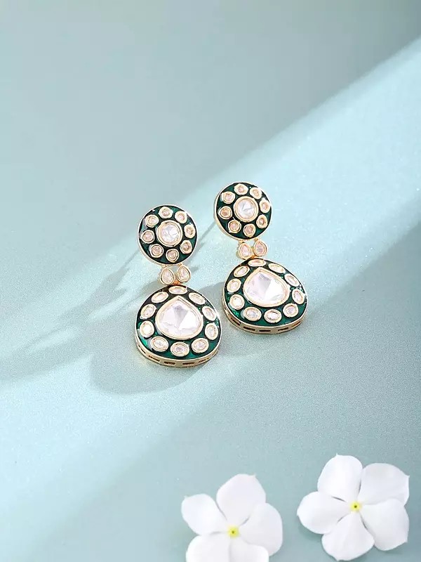 Polki Stone Teardrop Earrings