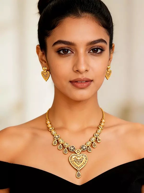 Filigree Heart Design Sterling Silver Jewelry Set