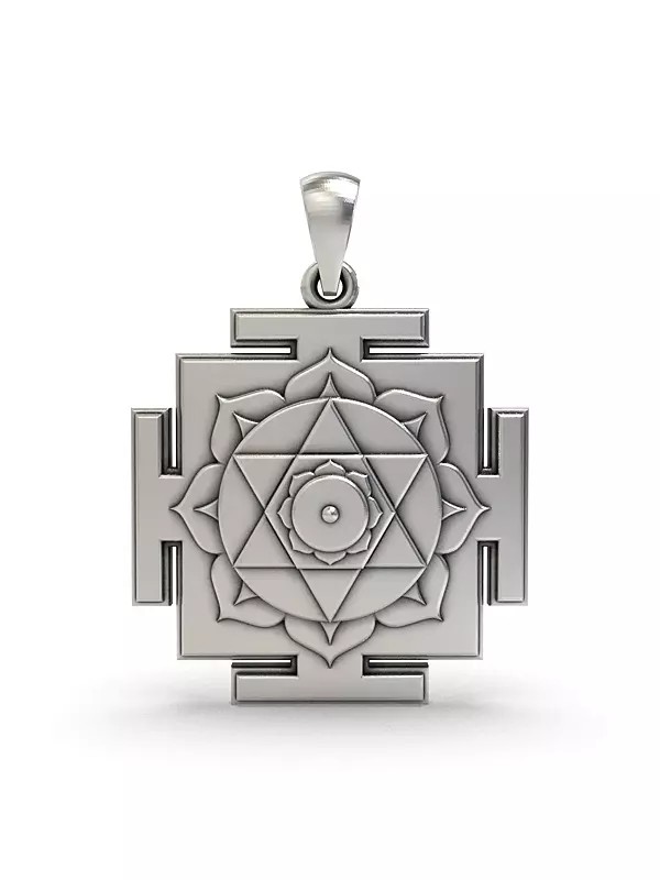 Sacred Kamala Yantra Pendant in Sterling Silver
