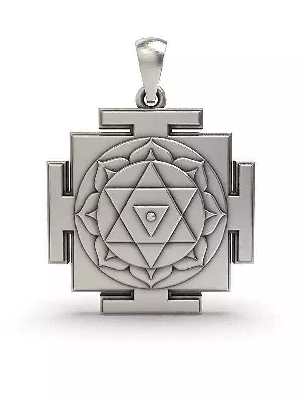 Dhumavati Yantra Sterling Silver Pendant