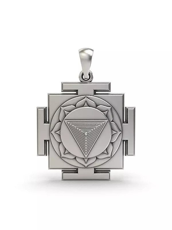 Sacred Tripura Bhairavi Yantra Pendant in Sterling Silver