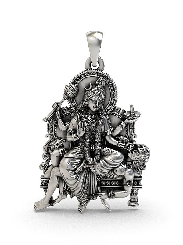 Goddess Baglamukhi Sterling Silver Pendant