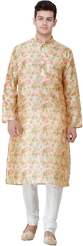 Sahara-Sun Bhadralok Kurta Pajama Set with Printed Paisleys