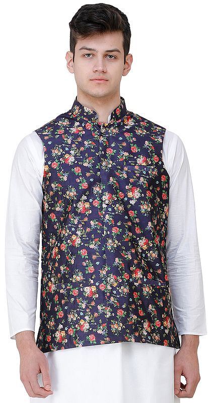 Wedding Waistcoat with Digital-Printed Florals all over
