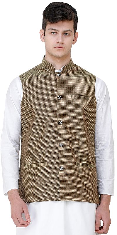 Waistcoat with Diamond Weave and Front Pockets
