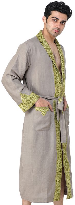 Buy Kashmiri Embroidered Men's Gown Online || Gents Robe