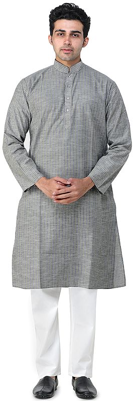 Martini-Olive Casual Kurta Pajama Set with Woven Stripes