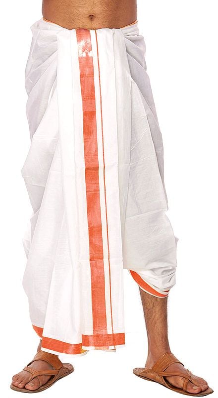 Dhoti from Kerala with Woven Border