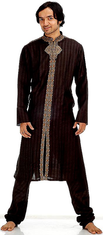 Black Achkan with Embroidery