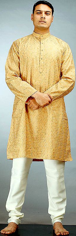 Bronze Kurta Set with All-Over Embroidery