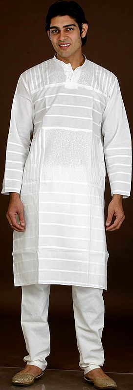 Ivory Designer Kurta Pajama with Embroidery