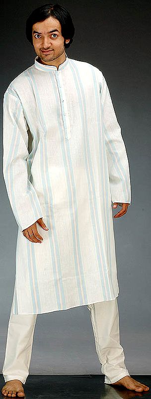 Ivory Kurta Pajama Set with Thread Weave