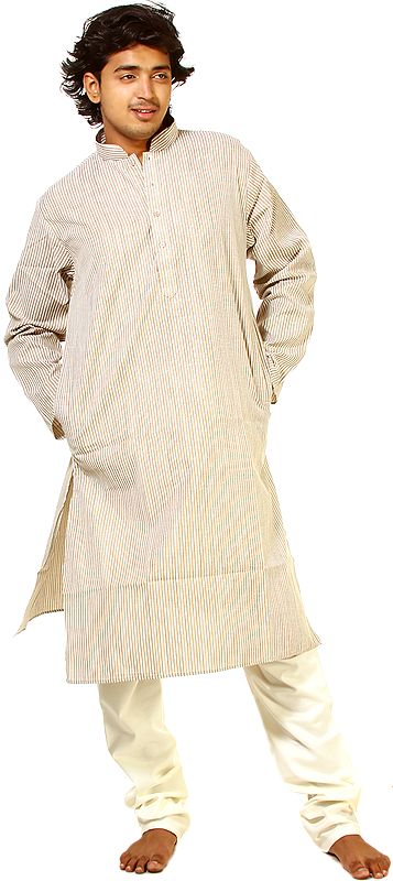 Ivory Kurta Pajama with Woven Stripes