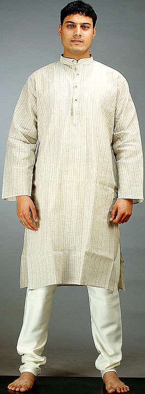 Khadi Kurta Pajama Set with Multi-Color Stripes