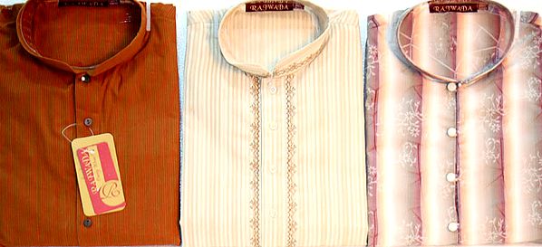 Lot of Three Pure Cotton Kurta Pajama Sets